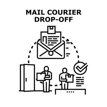 Courier dropping off mail at a secure location Stock Illustration