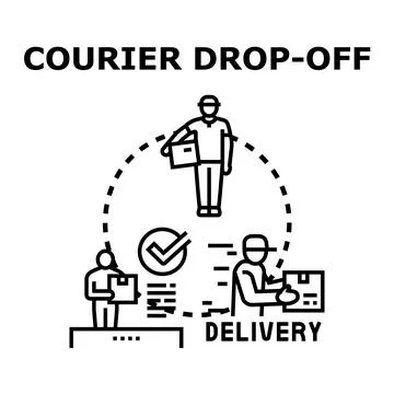 Courier dropping off package for online delivery and shipping Stockillustratie