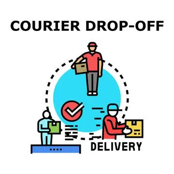 Courier dropping off package for online delivery and shipping Stock Illustration