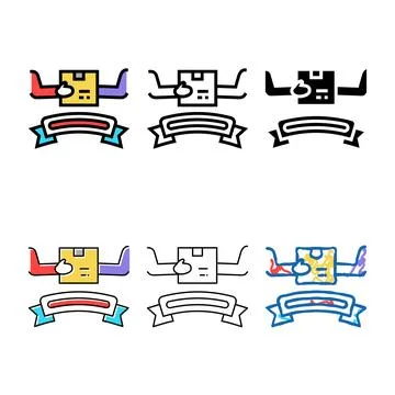 Courier give package set free shipping logo color icon vector Stock Illustration