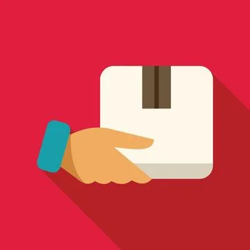 Courier hand delivering package, delivery service and shipping industry Illustrazione stock