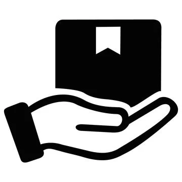 Courier hand holding shipping package box icon Stock Illustration