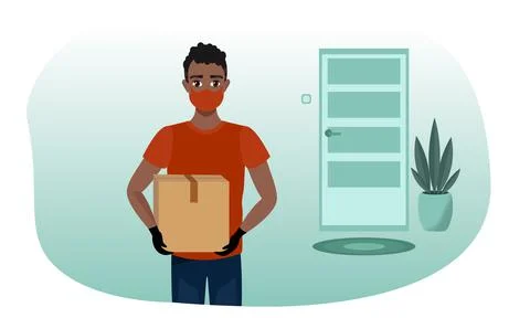 The courier is holding a box Stock Illustration