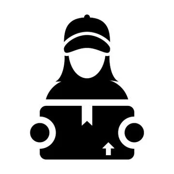 Courier icon vector female logistics worker service person profile avatar Stockillustratie