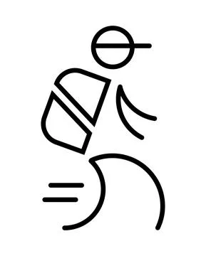 Courier icon vector in outline style. Delivery service door to door. Stock Illustration