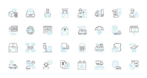 Courier linear icons set. Delivery, Dispatch, Logistics, Messenger, Shipment イラスト素材