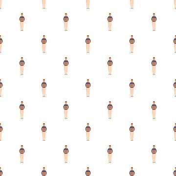 Courier man carrying package seamless pattern Stockillustratie