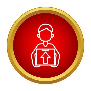 Courier man delivering package with up arrow symbol Stock Illustration
