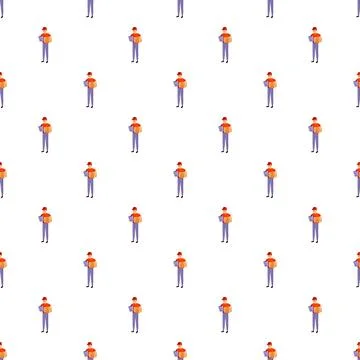 Courier man delivering parcel seamless pattern background 스톡 일러스트