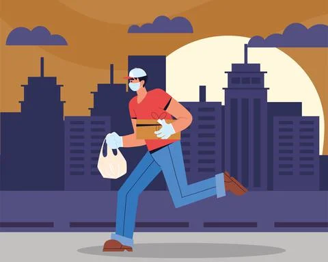Courier man running Stock Illustration