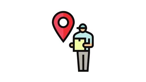 Courier map location color icon animation Stock Footage 326104754