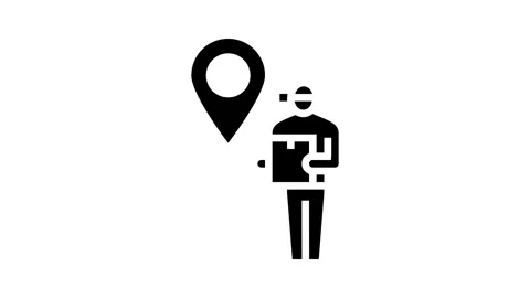 Courier map location glyph icon animation Stock Footage 326151529