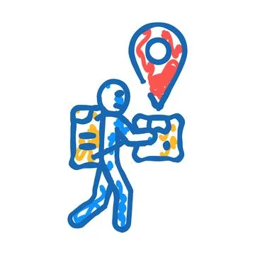 Courier map location icon doodle illustration Illustrazione stock
