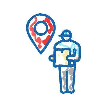 Courier map location icon doodle illustration Illustrazione stock