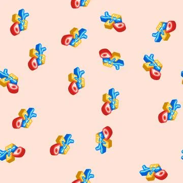 Courier map location isometric icon seamless pattern 스톡 일러스트
