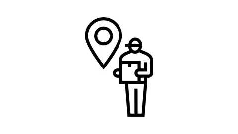 Courier map location line icon animation Stock Footage 326130961
