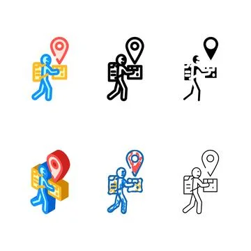 Courier map location minimal color icon vector Stock Illustration