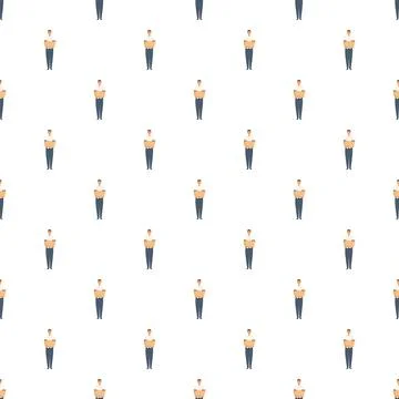 Courier men delivering packages seamless pattern Stock Illustration