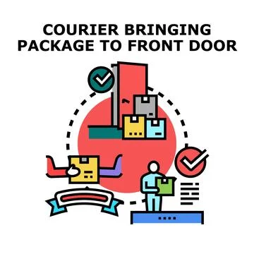 Courier receiving delivering package for secure delivery Stock Illustration