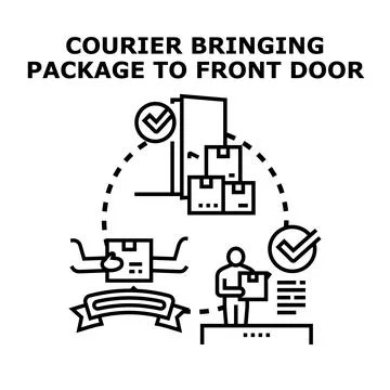 Courier receiving delivering package for secure delivery Stock Illustration