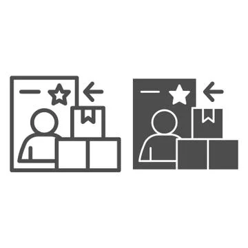 Courier report document and boxes line and solid icon, delivery and logistics Stock Illustration