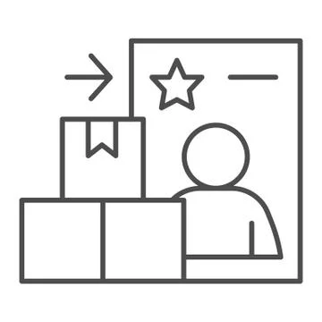 Courier report document and boxes thin line icon, delivery and logistics symbol Illustrazione stock