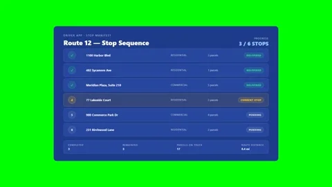 Courier Route Stop Manifest Green Screen Video stock 346483166
