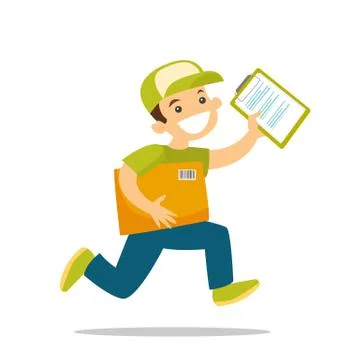 A courier running to deliver a package. Stock Illustration