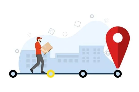 Courier services, delivery, logistics. courier with large packages. イラスト素材
