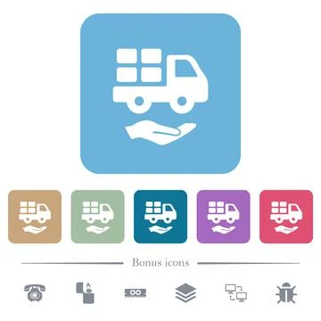 Courier services solid flat icons on color rounded square backgrounds Stock Illustration