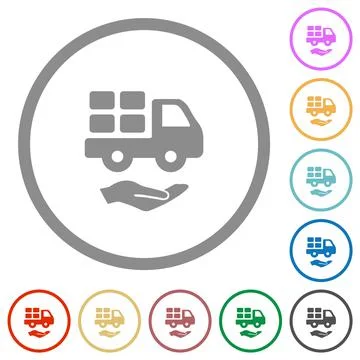 Courier services solid flat icons with outlines Stock Illustration