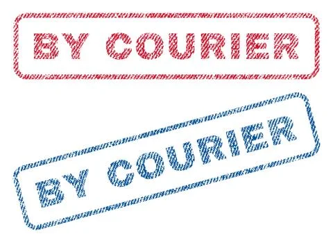 By Courier Text Textile Seal Stamp Watermarks Stock Illustration