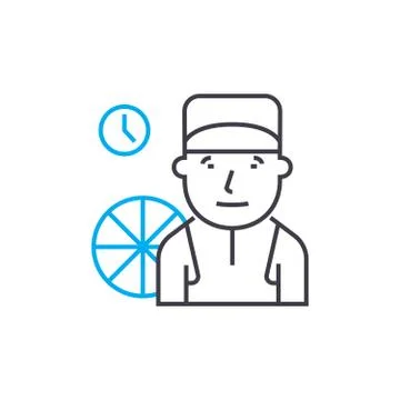 Courier vector thin line stroke icon. Courier outline illustration, linear sign Stock Illustration