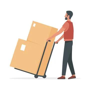 Courier with wheelbarrow Illustration