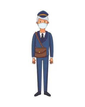Courier worker profession using face mask Illustrazione stock