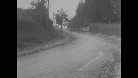Couriers leave Division Headquarters with orders to Regimental Commanders - 1918 Stock Footage 98960253