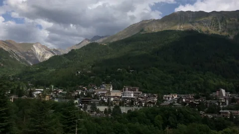 Courmayeur town timelapse. Valle d'Aosta, Italy Stock Footage