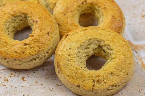 “Couronnes du Roussillon” biscuits, close-up, on a table Stock Photos