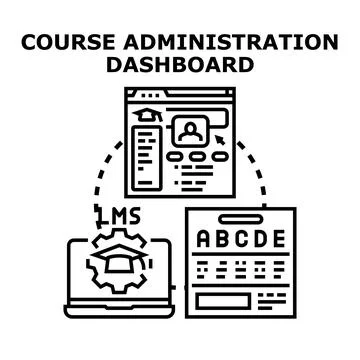 Course administration dashboard managing distant learning process Illustrazione stock