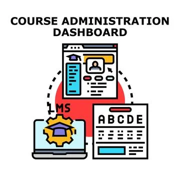 Course administration dashboard managing distant learning process 스톡 일러스트