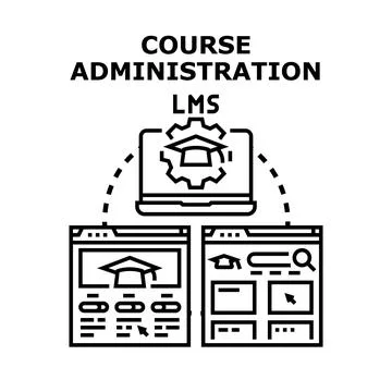 Course administration learning management system global management 스톡 일러스트