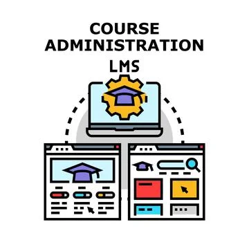 Course administration learning management system global management Stock Illustration