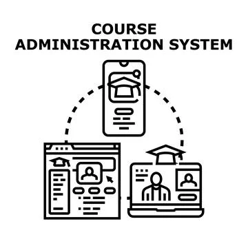 Course administration system management online education platform Illustrazione stock