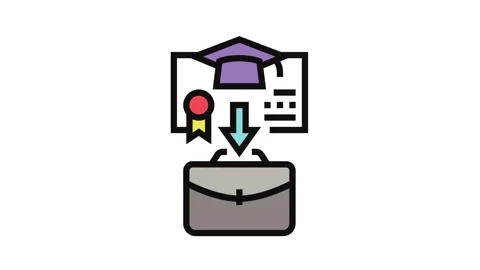 Course catalog online learning platform color icon animation Stock Footage 326105339