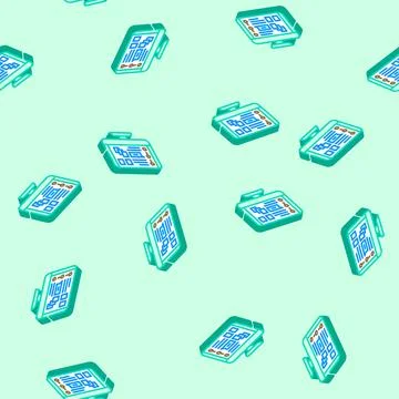 Course catalog online learning platform isometric icon seamless pattern Stock Illustration