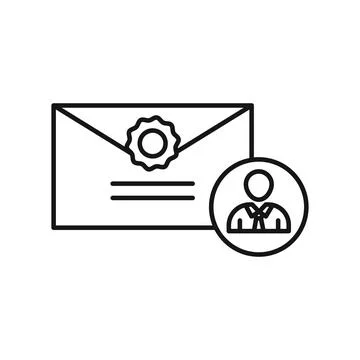 Course completion certificate icon Black line art vector logo Stockillustratie