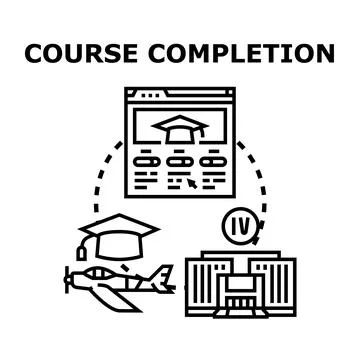 Course completion process with online education and career advancement Stock Illustration