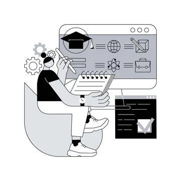 Course enrollment abstract concept vector illustration. Illustrazione stock