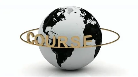Course on a gold ring rotates around the earth Stock Footage 21733643