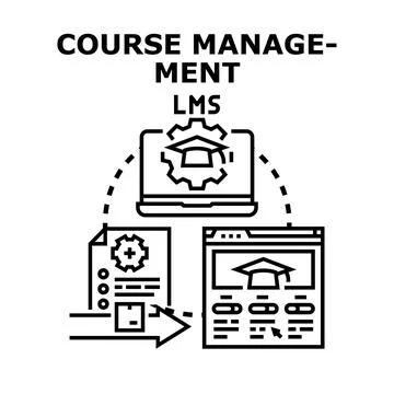 Course management system e learning education technology concept Stock Illustration
